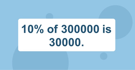 10% of 300000 is 30000.